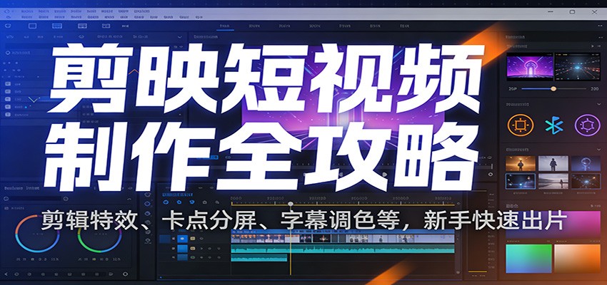 剪映短视频制作全攻略：剪辑特效、卡点分屏、字幕调色等，新手快速出片-站长V课