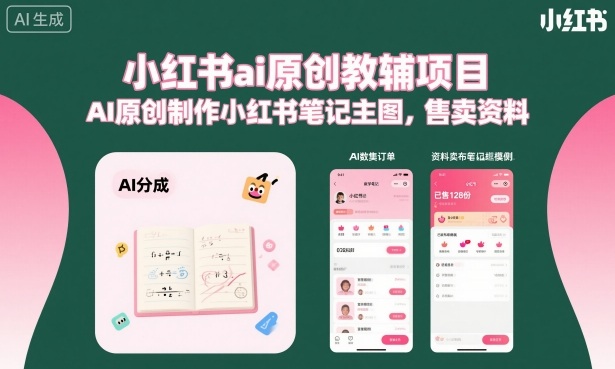 小红书ai原创教辅项目，AI原创制作小红书笔记主图，售卖资料-站长V课
