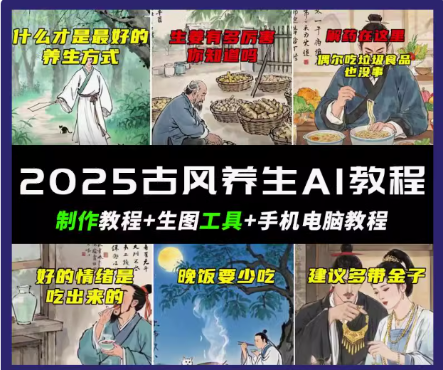 抖音AI古风养生视频教程日入五张 轻松涨粉 10W+-Zv头条