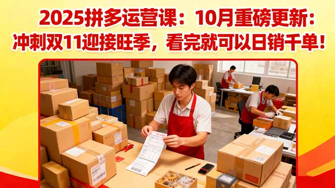 2025拼多多运营课：10月重磅更新：冲刺双11迎接旺季，看完就可以日销千单-站长V课