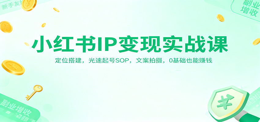 小红书IP变现实战课：定位搭建，光速起号SOP，文案拍摄，0基础也能赚钱-站长V课