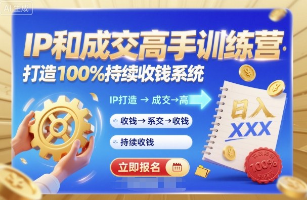带你成为IP和成交高手的训练营,打造100%持续收钱系统-站长V课