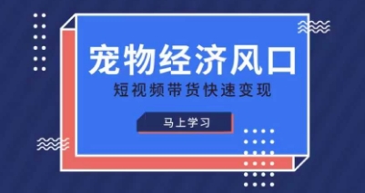 宠物赛道快速变现精品课，宠物经济风口，短视频带货快速变现-Zv头条
