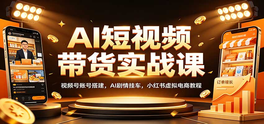AI短视频带货实战课:视频号账号搭建,AI剧情挂车,小红书虚拟电商教程-站长V课