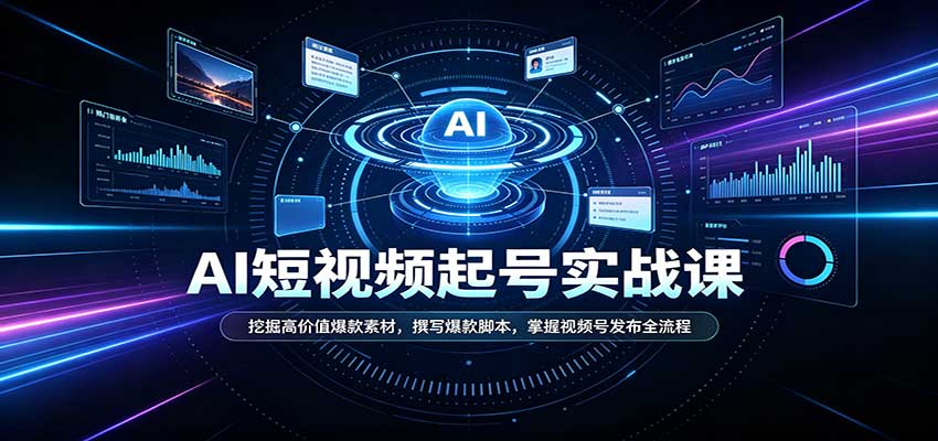 短视频AI起号实战课：挖掘高价值爆款素材，撰写爆款脚本，掌握视频号发布全流程-站长V课