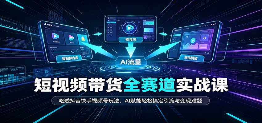 短视频带货全赛道:吃透抖音快手视频号玩法,AI赋能轻松搞定引流与变现难题-站长V课
