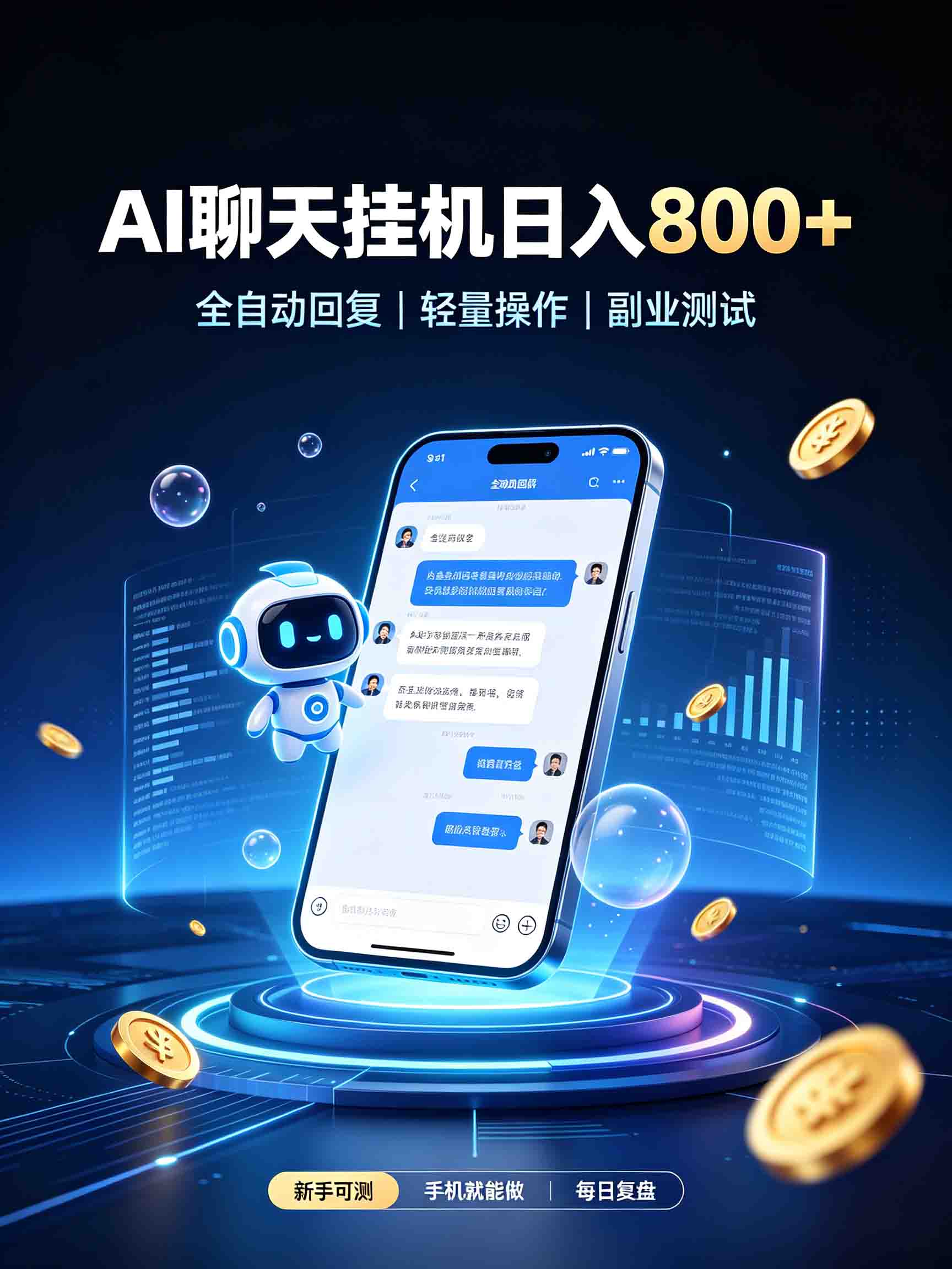 AI聊天挂机,日入800+,适用个人副业,工作室矩阵操作-站长V课