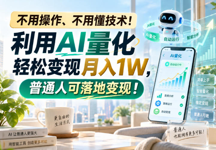 不用操作、不用懂技术!利用AI量化轻松变现月入1W,普通人可落地变现!【揭秘】-站长V课