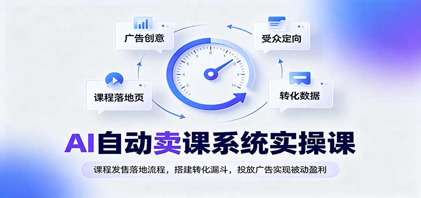 AI自动卖课系统实操课:课程发售落地流程,搭建转化漏斗,投放广告实现被动盈利-站长V课