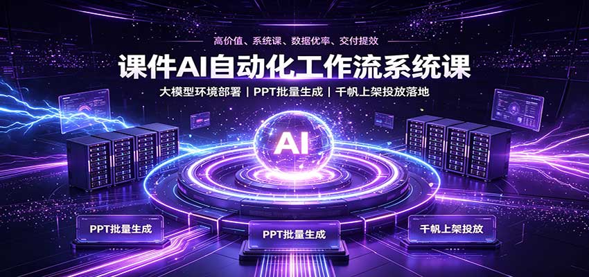 课件AI自动化工作流系统课:大模型环境部署,PPT批量生成,千帆上架投放落地-站长V课