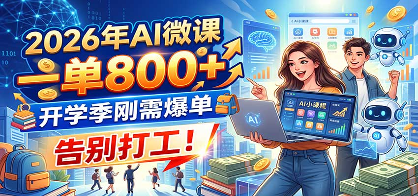 2026年AI微课,一单800+,开学季刚需爆单,告别打工!-站长V课