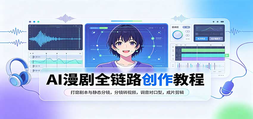 AI漫剧全链路创作教程：打磨剧本与静态分镜，分镜转视频，调音对口型，成片剪辑-站长V课