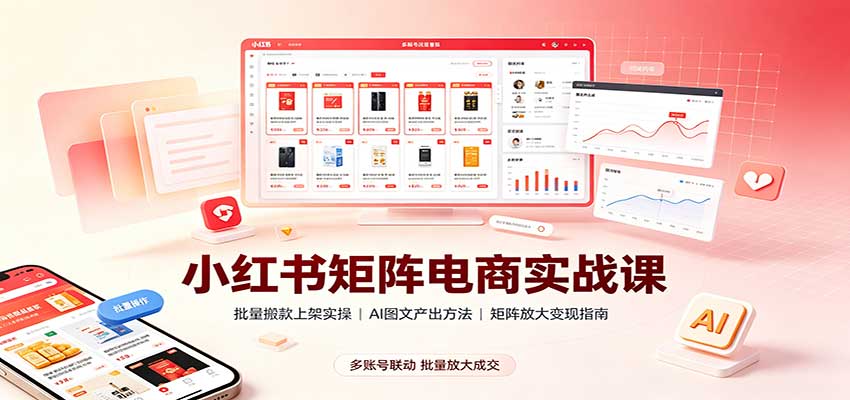 小红书矩阵电商实战课:批量搬款上架实操,AI图文产出,矩阵放大变现指南-站长V课
