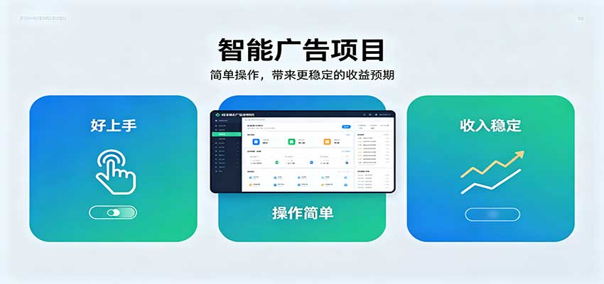 智能广告挂机项目,操作简单上手快,收益稳定可持续。稳定日入300+-站长V课