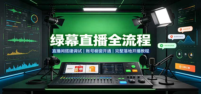 绿幕直播全流程:直播间搭建调试,账号橱窗开通,完整落地开播教程-站长V课