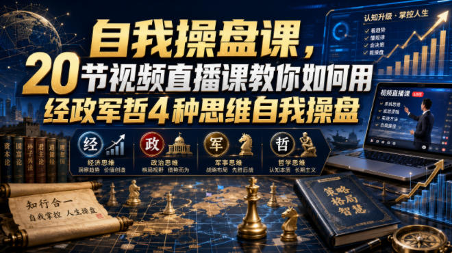 【无水印】自我操盘课，20节视频直播课教你如何用经政军哲4种思维自我操盘(更新0924)-站长V课