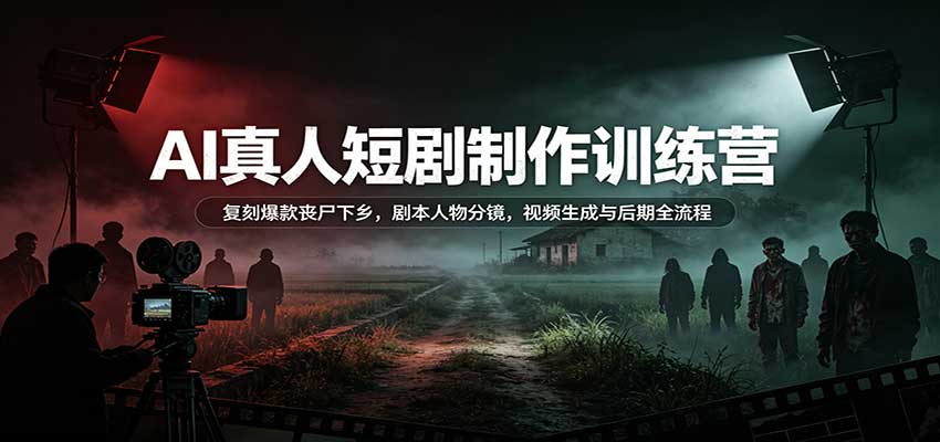 AI真人短剧制作训练营：复刻爆款丧尸下乡，剧本人物分镜，视频生成与后期全流程-站长V课