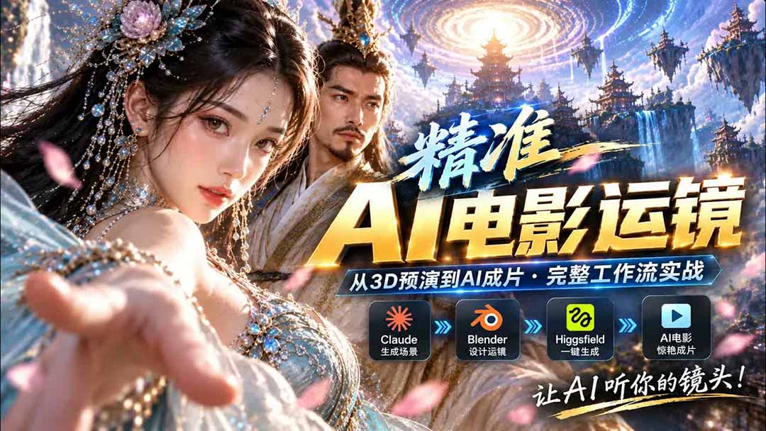 AI视频终于能精准运镜了!Claude + Blender + Higgsfield 免费插件实测-站长V课