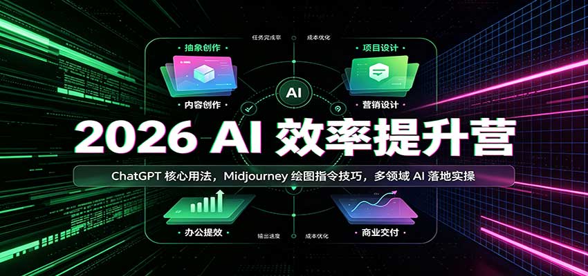 2026 AI效率提升营：ChatGPT核心用法，Midjourney绘图指令技巧，多领域AI落地实操-站长V课