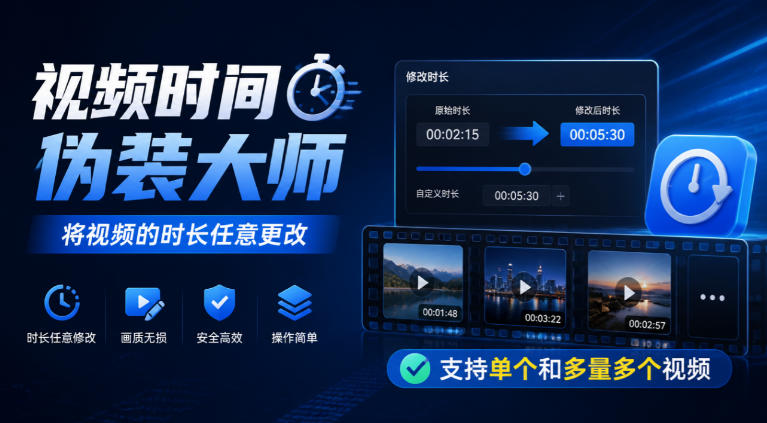 视频时间伪装大师，将视频的时长任意更改，支持单个和多量多个视频-站长V课