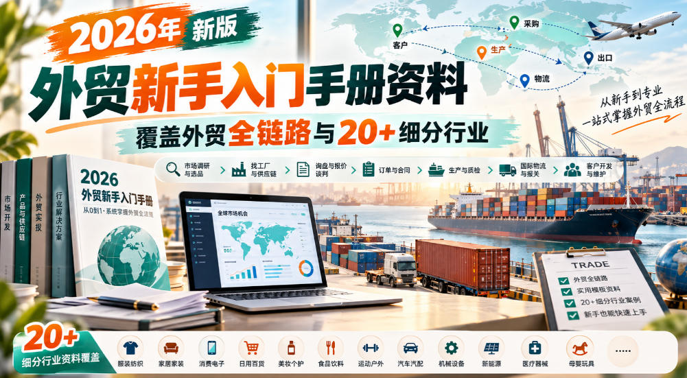 2026年新版外贸新手入门手册资料，覆盖外贸全链路与20+细分行业-站长V课