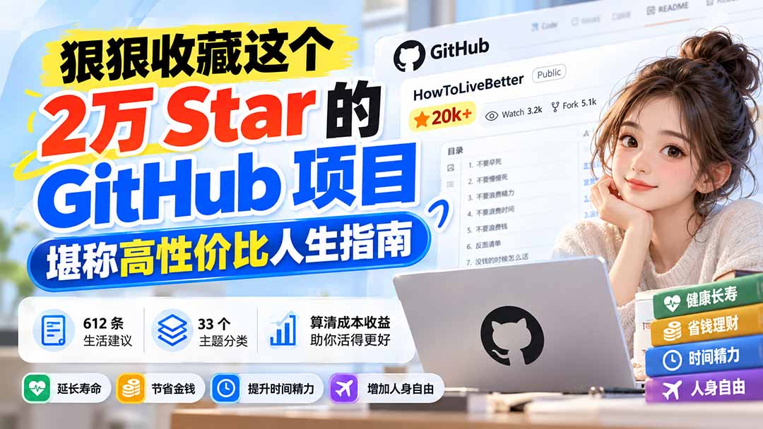狠狠收藏这个 2 万 Star 的 GitHub 项目，堪称高性价比人生指南。-站长V课