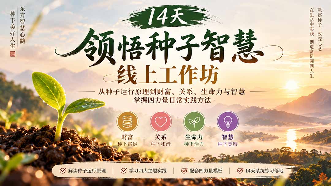 14天领悟种子智慧线上工作坊｜从种子运行原理到财富、关系、生命力与智慧，掌握四力量日常实践方法-站长V课