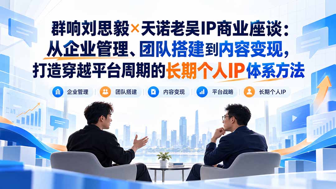 群响刘思毅×天诺老吴IP商业座谈:从企业管理、团队搭建到内容变现,打造穿越平台周期的长期个人IP体系方法-站长V课