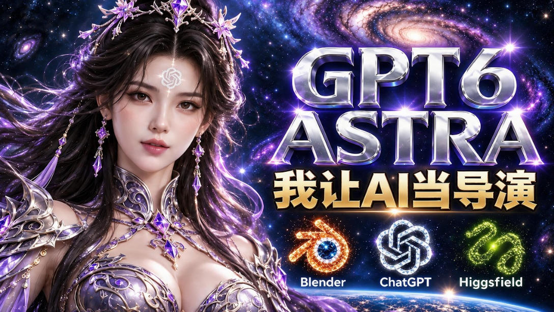 让GPT-6 Astra当导演！Higgsfield和Blender实战打造30秒玄幻精准运镜短片！-站长V课