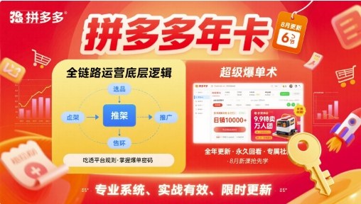 拼多多年卡,拼多多全链路运营底层逻辑,超级爆单术【更新26年10月】-站长V课