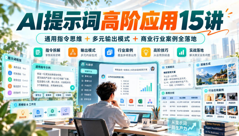AI提示词高阶应用15讲｜通用指令思维+多元输出模式+商业行业案例全落地-站长V课