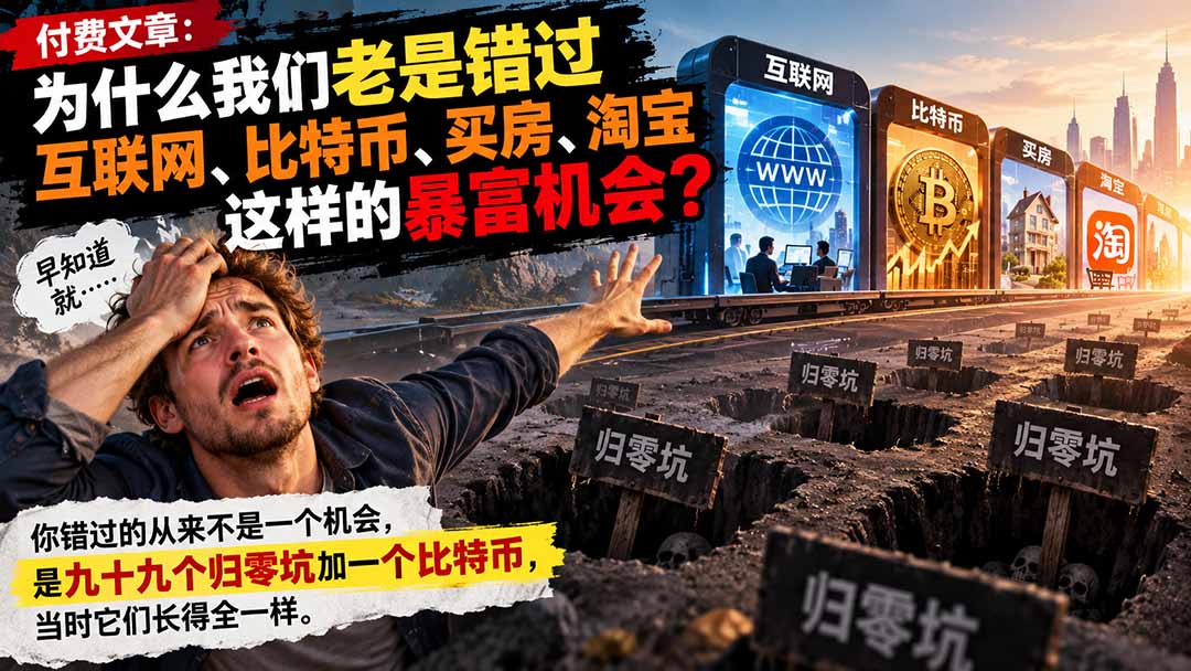 付费文章：为什么我们老是错过互联网、比特币、买 房、淘宝这样的暴富机会？-站长V课
