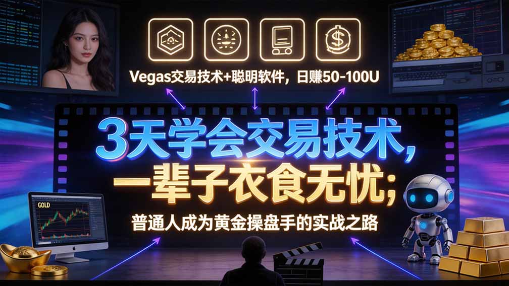 “顺势而为交易系统”3天学会交易技术,聪明软件辅助,小白也能看懂趋势交易,日入30-100U,长期稳定-站长V课