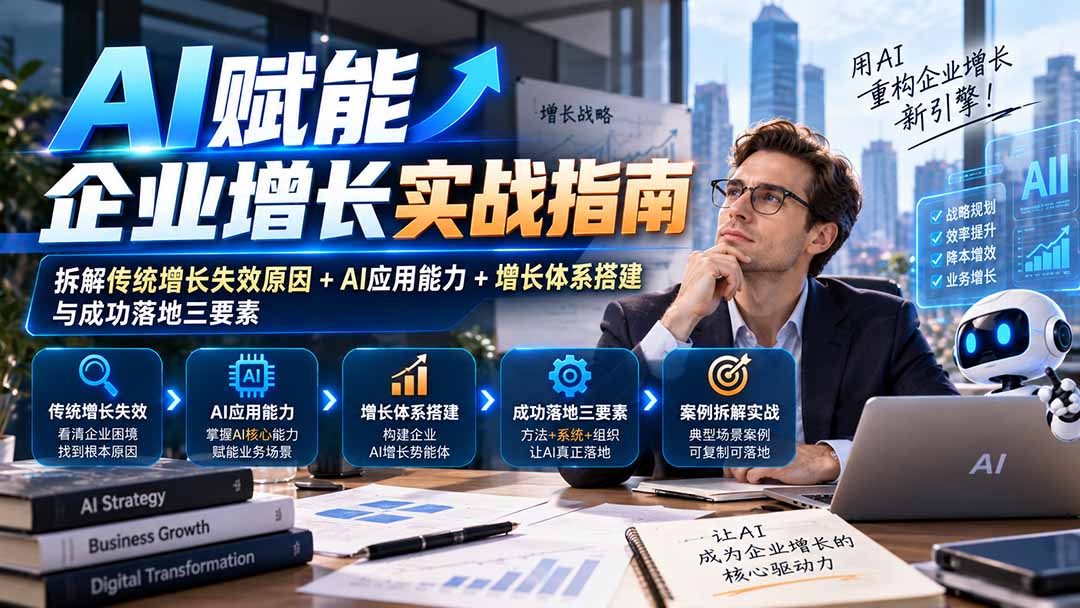 【无水印】AI赋能企业增长实战指南:拆解传统增长失效原因+AI应用能力+增长体系搭建与成功落地三要素-站长V课