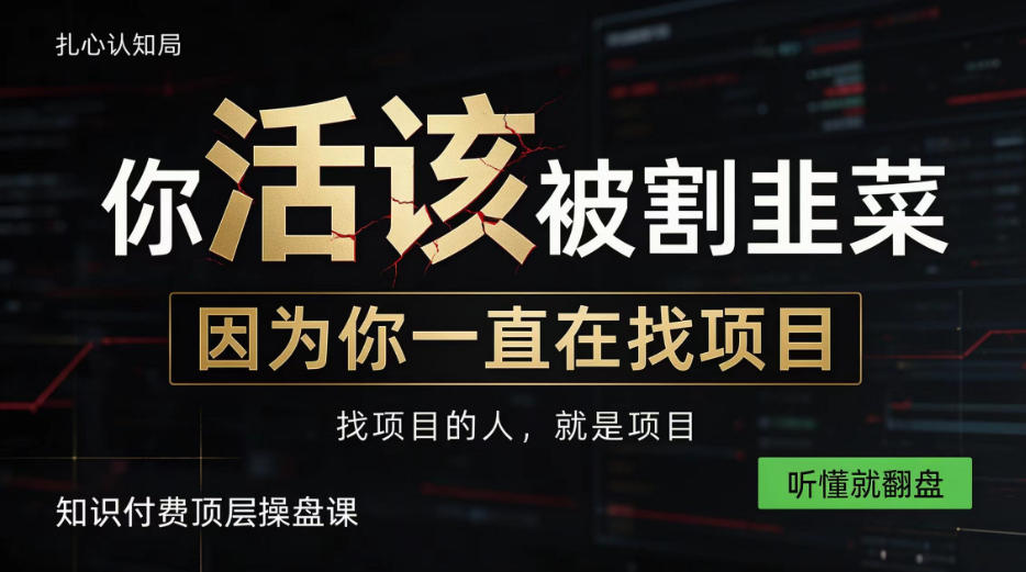 做项目不如卖项目,做知识付费自己当老板,知识付费顶层操盘课,听懂就翻盘【揭秘】-站长V课