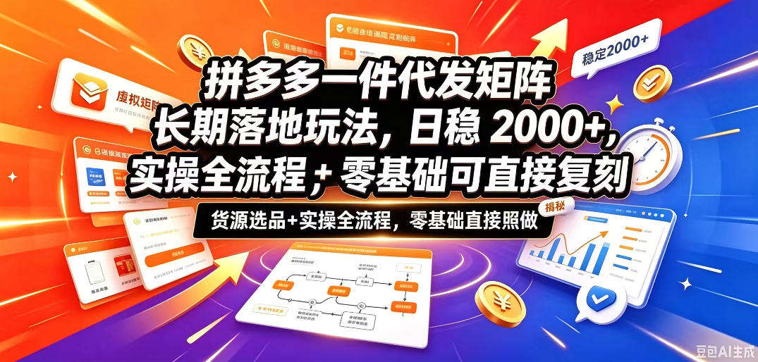 拼多多一件代发矩阵长期落地玩法,日稳入2k+,选品货源+实操全流程,零基础可直接复刻【拆解】-站长V课