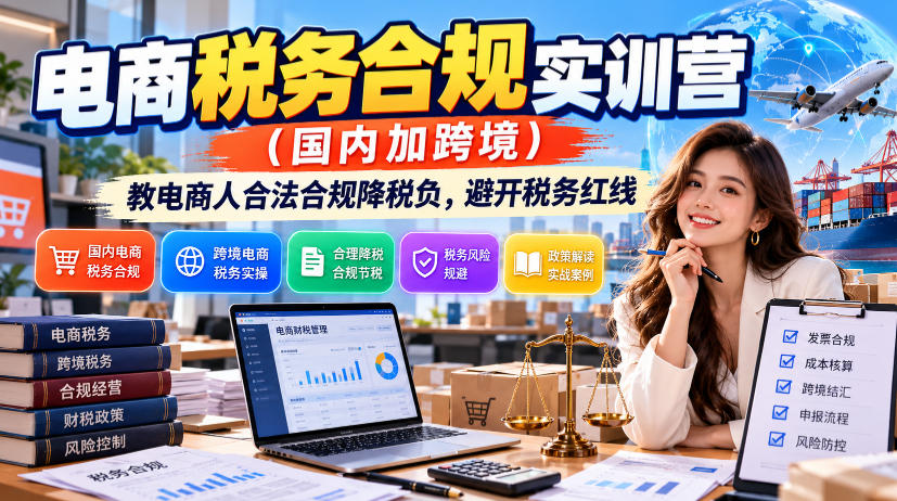 电商税务合规实训营(国内加跨境),教电商人合法合规降税负,避开税务红线-站长V课
