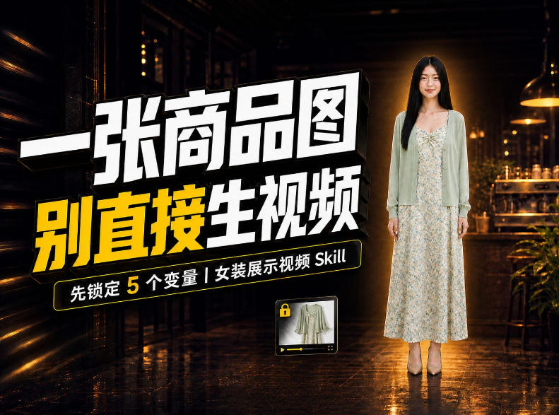 女装AI视频总翻车?问题不在提示词,女装展示视频Skill先锁定5个变量!-站长V课
