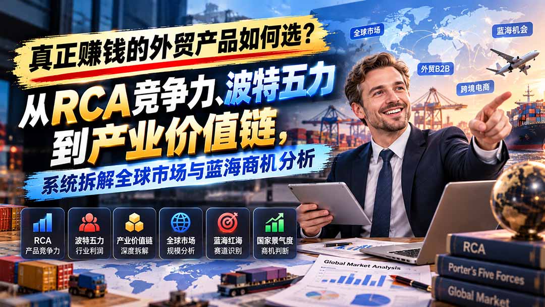 真正赚钱的外贸B2B产品如何选?从RCA竞争力、波特五力到产业价值链,系统拆解全球市场与蓝海商机分析-站长V课