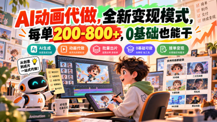 AI动画代做,全新变现模式,每单200-800+,0基础也能干【揭秘】-站长V课