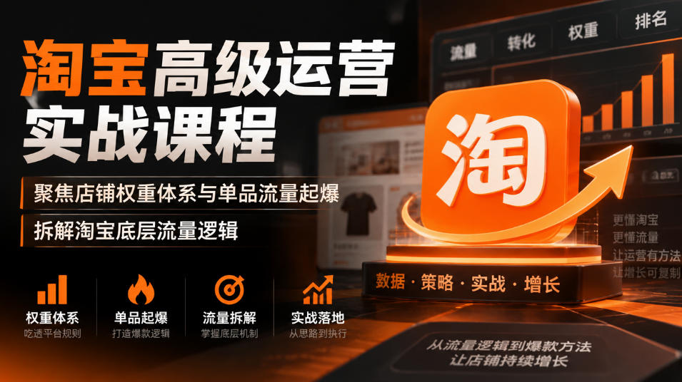 淘宝高级运营实战课程，聚焦店铺权重体系与单品流量起爆，拆解淘宝底层流量逻辑-站长V课