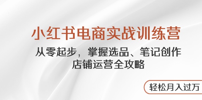 小红书电商实战训练营，从零起步，掌握选品、笔记创作、店铺运营全攻略…-Zv头条