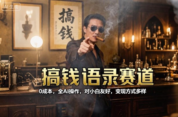 搞钱语录赛道,0成本,全AI操作,对小白友好,变现方式多样-站长V课