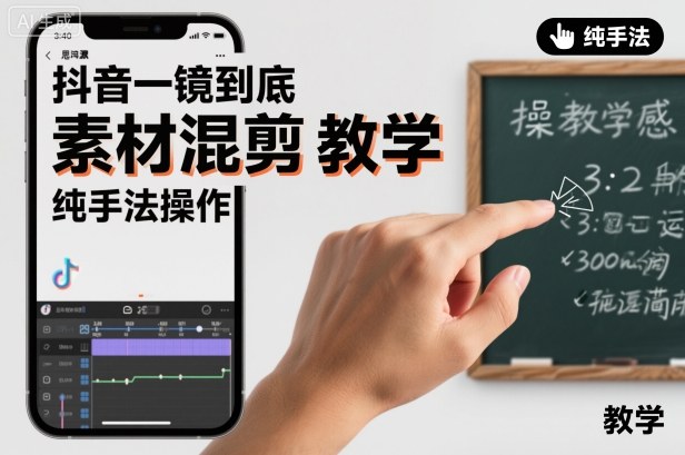 抖音一镜到底素材混剪教学，纯手法操作-站长V课