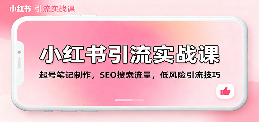 小红书引流实战课：起号笔记制作，SEO搜索流量，低风险引流技巧-站长V课
