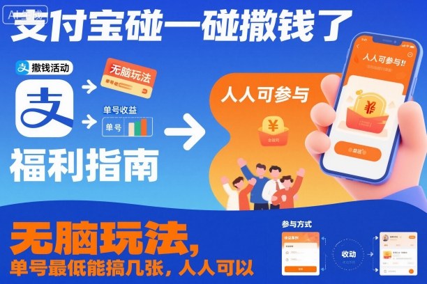 支付宝碰一碰撒钱了，无脑玩法，单号最低能搞几张，人人可以撸【揭秘】-站长V课