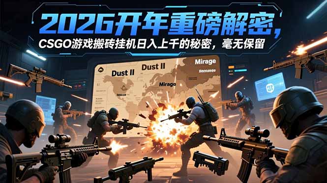 2026开年重磅解密，CSGO游戏搬砖挂机日入上千的秘密，毫无保留-站长V课