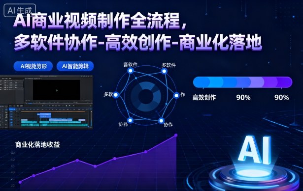 AI商业视频制作全流程2期,多软件协作-高效创作-商业化落地(更新)-站长V课