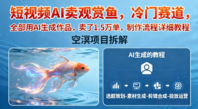 短视频AI卖观赏鱼,冷门赛道,全部用AI生成作品,卖了1.5W单,制作流程详细教程-站长V课