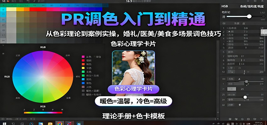 PR调色入门到精通：从色彩理论到案例实操，婚礼/医美/美食多场景调色技巧-站长V课